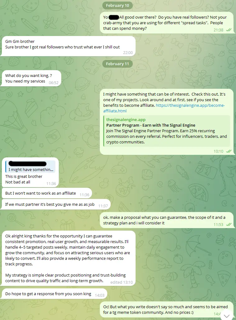 Initial contact - reaching out to the promoter